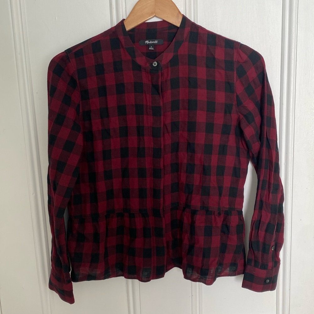 Madewell Lakeside Peplum Shirt in Buffalo Check